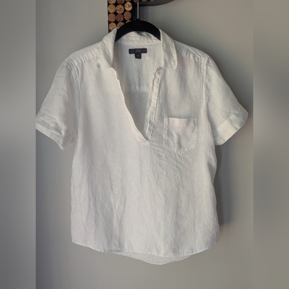 J. Crew Tops - J. Crew Women's Casual White Linen pullover top